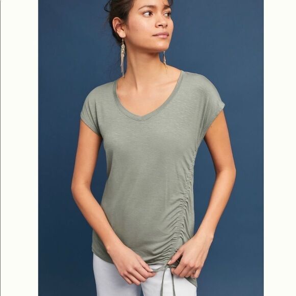 Maeve Anthro black side ruched short sleeve T - Picture 6 of 12